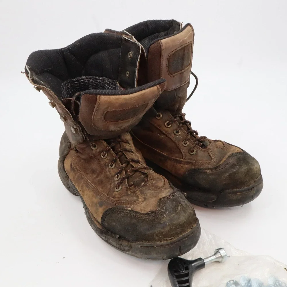 Danner Pronghorn‎ Hunting Boots Mens 11 Brown 8 Inch Leather 42282 with Cleats